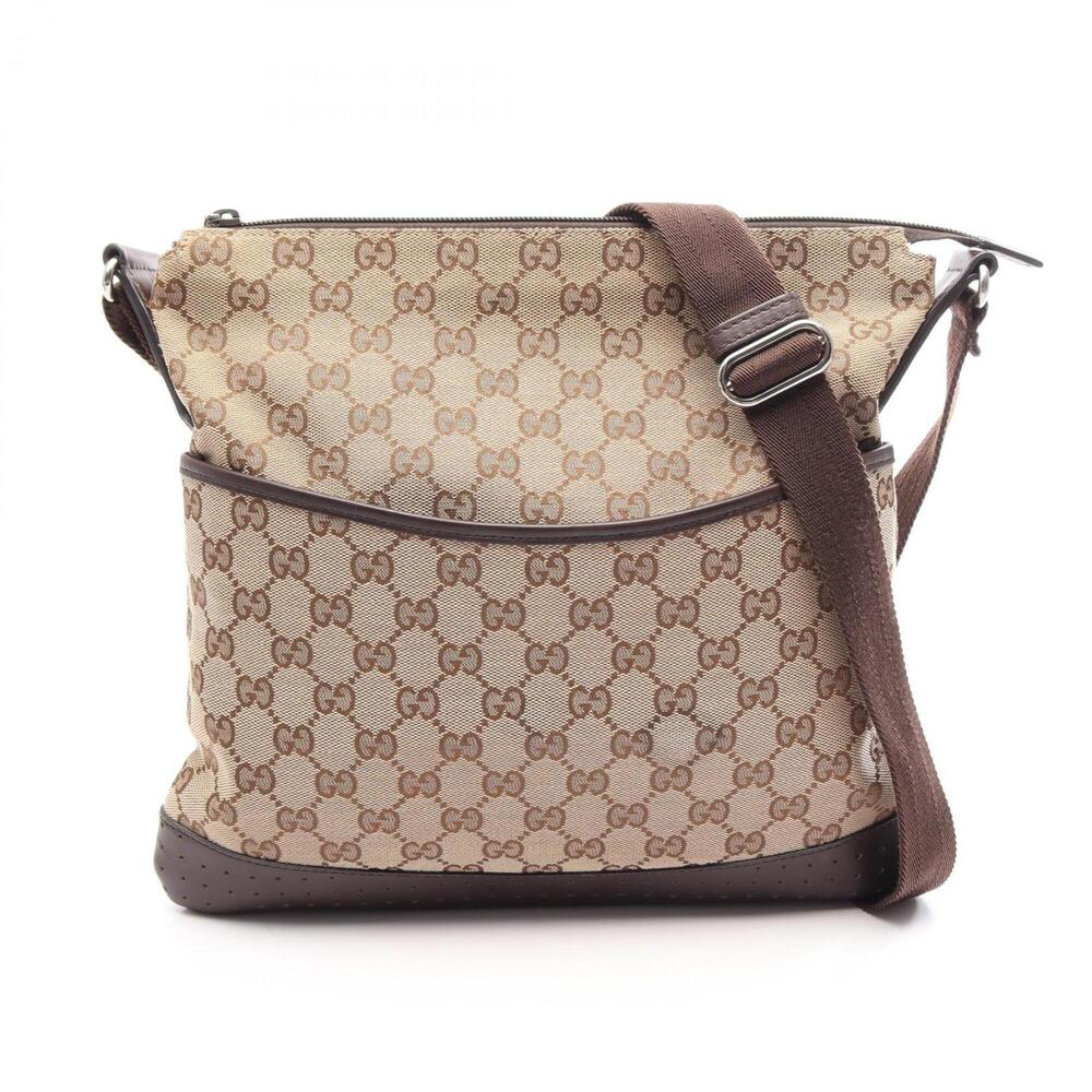 GUCCI Authentic Brown Leather Shoulder Bag